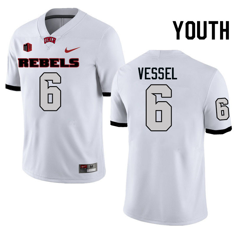 Youth #6 Jeremiah Vessel UNLV Rebels College Football Jerseys Stitched-White